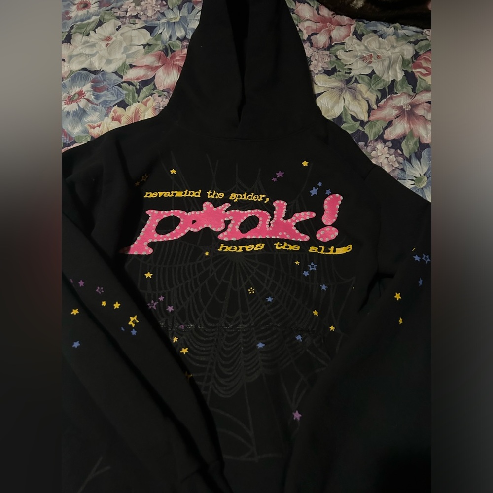 Original Spider (Sp5der) Black V1 Hoodie Mens Medium